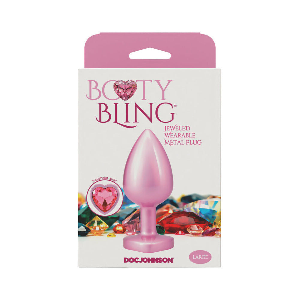 Booty Bling Heart Diamond Jeweled Metal Plug Pink Large 5 Booty Bling Heart Diamond Jeweled Metal Plug Pink Large - Image 5