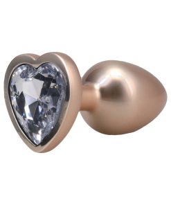 Booty Bling Heart Diamond Jeweled Metal Plug Gold Small 8 Booty Bling Heart Diamond Jeweled Metal Plug Gold Small