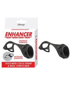 Enhancer Textured Cock Strap & Ball Stretcher Black