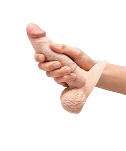 B-Vibe Slipskin Realistic Silicone Dildo 6 In. Girthy Cream