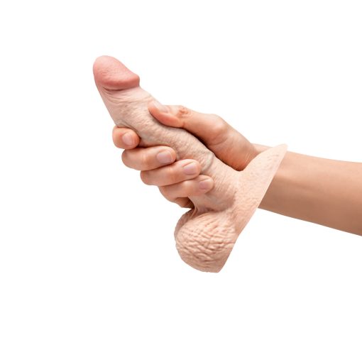 B-Vibe Slipskin Realistic Silicone Dildo 6 In. Girthy Cream - Image 6