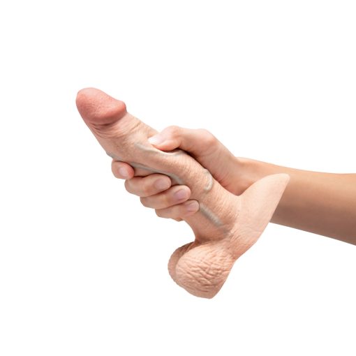 B-Vibe Slipskin Realistic Silicone Dildo 7 In. Girthy Cream - Image 6