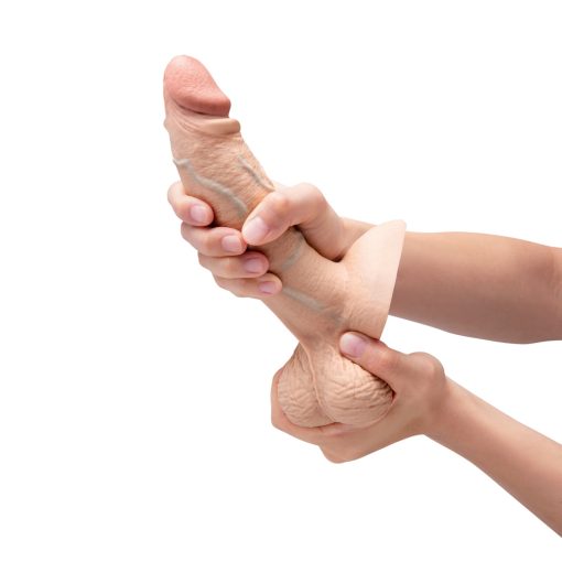 B-Vibe Slipskin Realistic Silicone Dildo 7 In. Girthy Cream - Image 7