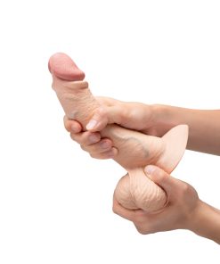 B-Vibe Slipskin Realistic Silicone Dildo 8 In. Curved Cream