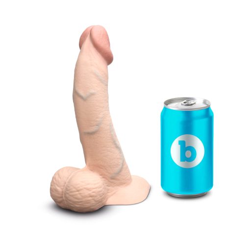 B-Vibe Slipskin Realistic Silicone Dildo 8 In. Curved Cream - Image 9