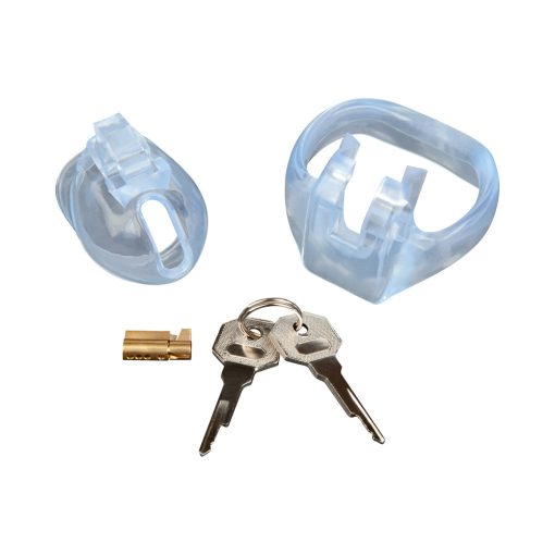 Blue Line Small Dick Acrylic Mini Chastity Cage - Image 4
