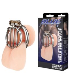 Blue Line Stainless Steel Inverted Micro Jail Time Chastity Cage
