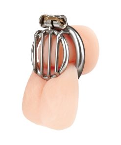 Blue Line Stainless Steel Inverted Micro Jail Time Chastity Cage