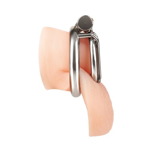 Blue Line Stainless Steel Inverted Micro Jail Time Chastity Cage - Image 3