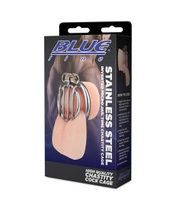Blue Line Stainless Steel Inverted Micro Jail Time Chastity Cage