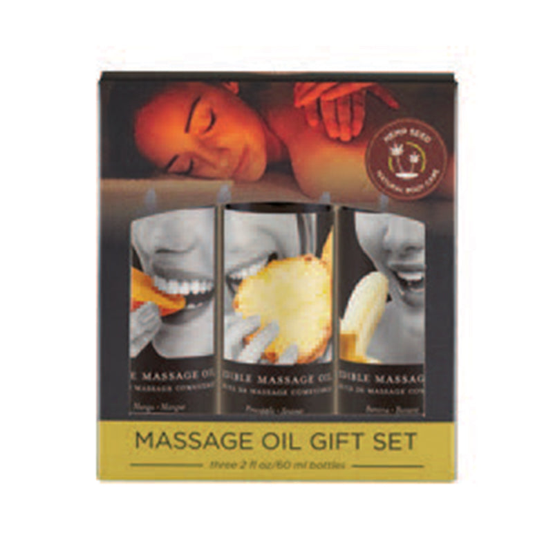 Earthly Body Edible Massage Oil Gift Set: 2Oz Mango,2Oz Banana & 2Oz Pineapple 1 Earthly Body Edible Massage Oil Gift Set: 2Oz Mango