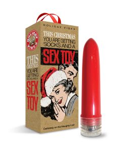 Naughty List Gift Socks And A Sex Toy 4 In. Multi-Speed Vibe With Storage Bag