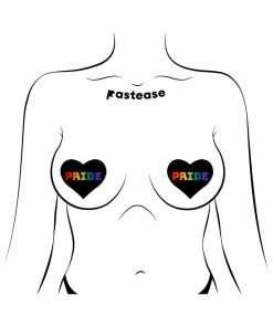 Alternative view of Pastease Love: Rainbow 'Pride' On Black Heart Pasties