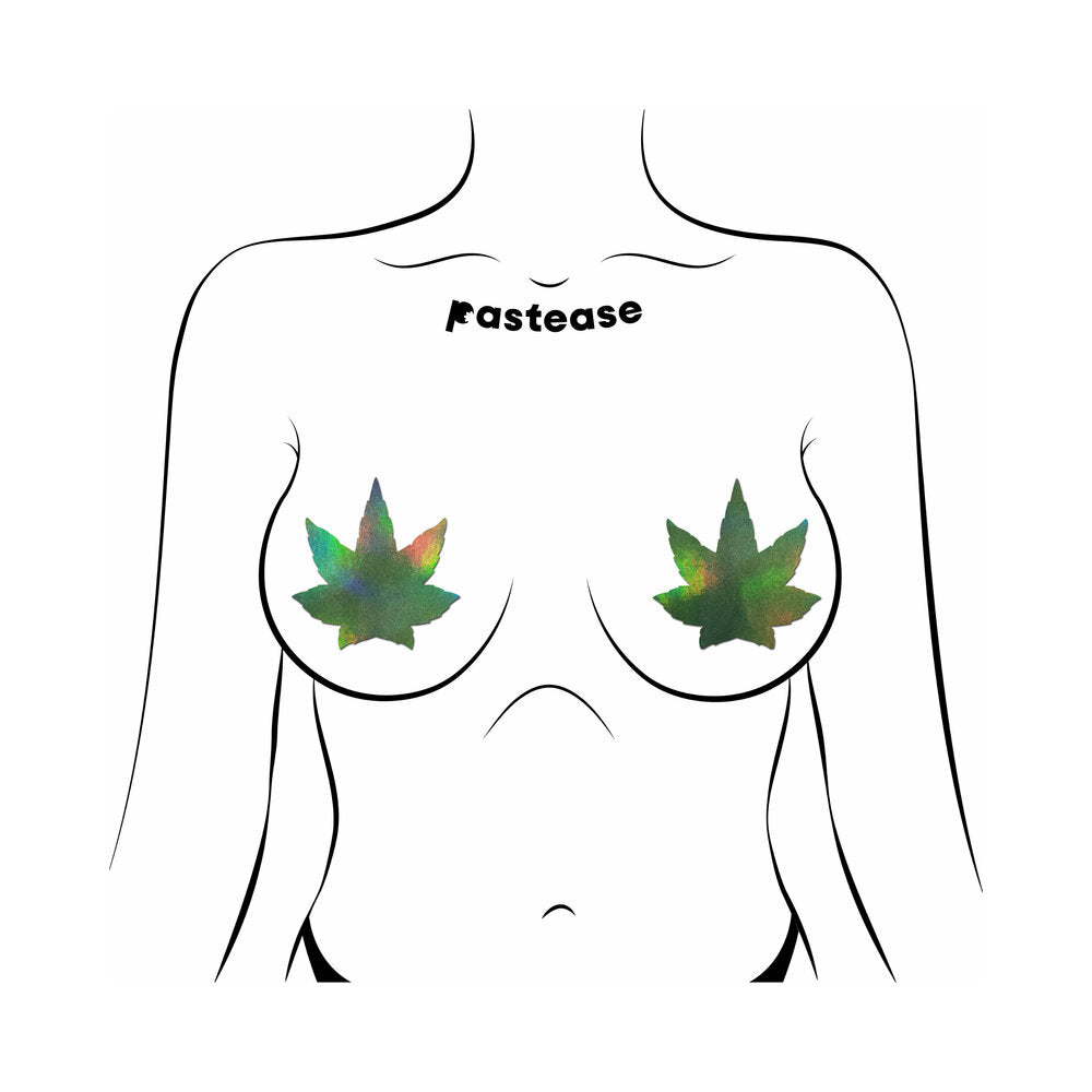 Pastease Indica Pot Leaf: Green Holographic Weed Pasties 2 Pastease Indica Pot Leaf: Green Holographic Weed Pasties - Image 2