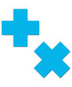 Pastease Plus X: Glow-In-The-Dark Neon Turquoise Cross Pasties Nipple Covers