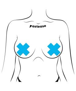 Alternative view of Pastease Plus X: Glow-In-The-Dark Neon Turquoise Cross Pasties Nipple Covers