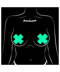 Pastease Plus X: Glow-In-The-Dark Neon Turquoise Cross Pasties Nipple Covers 11 Pastease Plus X: Glow-In-The-Dark Neon Turquoise Cross Pasties Nipple Covers
