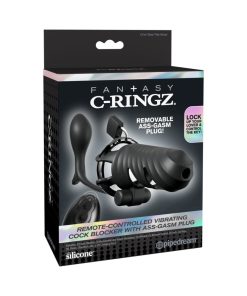 Fantasy C-Ringz Remote-Controlled Vibrating Cock Blocker With Ass-Gasm Plug Black