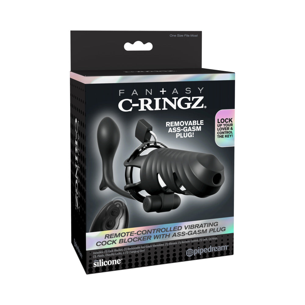 Fantasy C-Ringz Remote-Controlled Vibrating Cock Blocker With Ass-Gasm Plug Black 1 Fantasy C-Ringz Remote-Controlled Vibrating Cock Blocker With Ass-Gasm Plug Black
