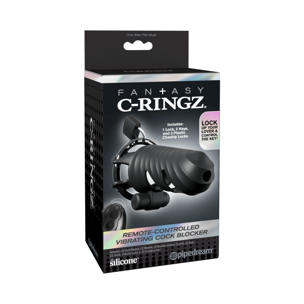 Fantasy C-Ringz Remote-Controlled Vibrating Cock Blocker Black 1 Fantasy C-Ringz Remote-Controlled Vibrating Cock Blocker Black