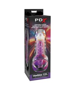 Pdx Elite Viewtube Xxl See Thru Ez-Grip Led Stroker Clear