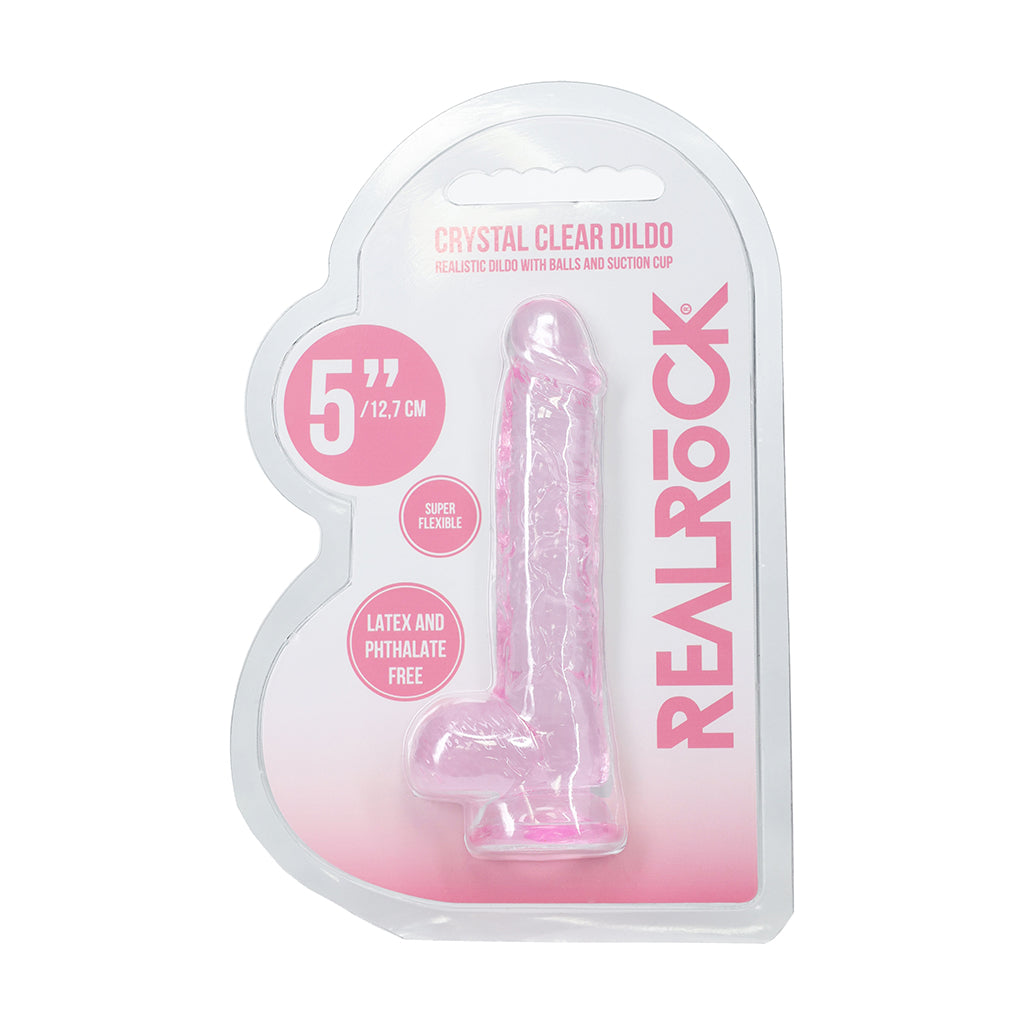 Realrock Realistic 5 In. Dildo With Balls Pink 1 Realrock Realistic 5 In. Dildo With Balls Pink