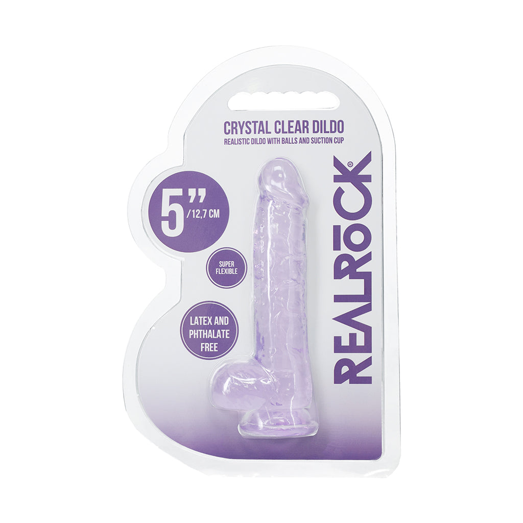 Realrock Realistic 5 In. Dildo With Balls Purple 1 Realrock Realistic 5 In. Dildo With Balls Purple