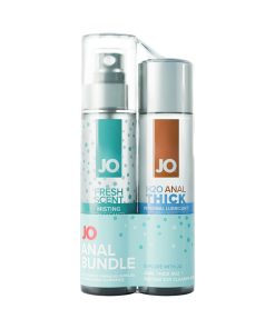 Jo Limited Edition Anal Bundle with 4 oz thick anal lubricant bottle and 4 oz misting toy cleaner spray, water-based and gentle formulas for intimate care