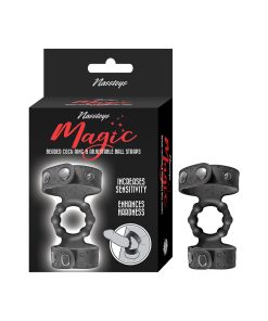 Magic Beaded Cock Ring&Adjustable Ball Straps Black
